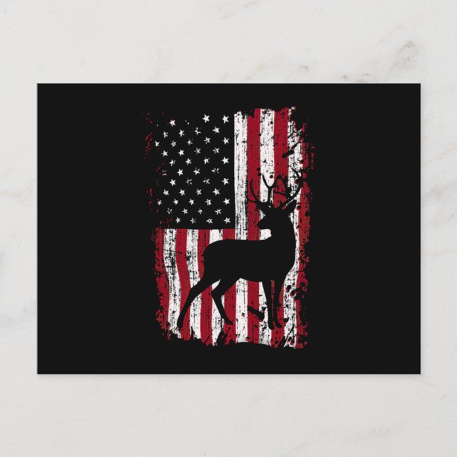 Cartão Postal De Convite Deer Hunting American Flag Classic (Frente)