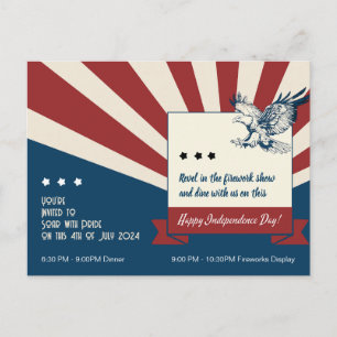 Cartão Postal De Convite "Deixe a Liberdade Iluminar a Noite! 4 de Julho