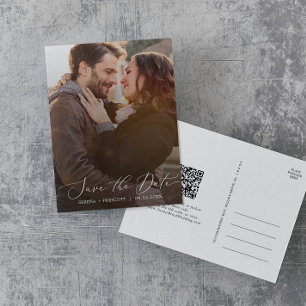 Cartão Postal De Convite Delicar Código QR de Sobreposição de Foto Escura S