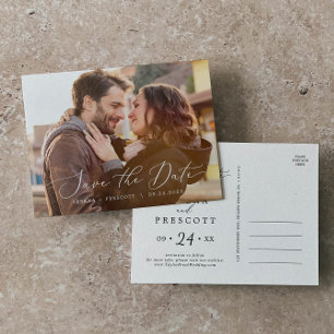 Cartão Postal De Convite Delicar Foto Preta Escura Horizontal Salvar a Data