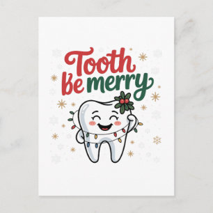 Cartão Postal De Convite Dente Seja Alegre Natal Divertido Dentista Odontol
