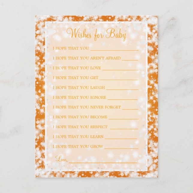 Cartão Postal De Convite Desejos Para Laranja De Chá de fraldas De Inverno  (Frente)