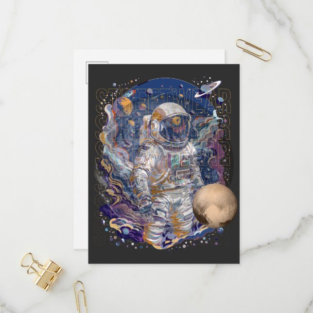 Cartão Postal De Convite Design astronauta (Frente/Verso In Situ)