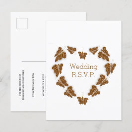 Cartão Postal De Convite Design de Casamento de Borboletas de Chocolate RSV