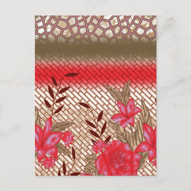 Cartão Postal De Convite Design de tecido de intricato com padrões florais (Frente)