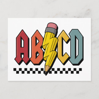 Cartão Postal De Convite Design Gráfico Divertido do Alfabeto de Lápis ABCD