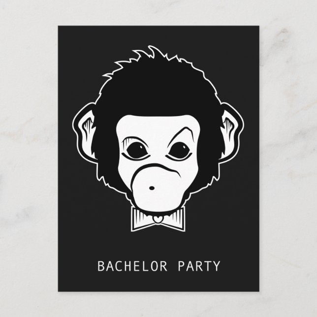 Cartão Postal De Convite despedida de solteiro senhor macaco (Frente)