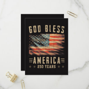 Cartão Postal De Convite Deus Abençoe a América 250 Anos 1776-2026