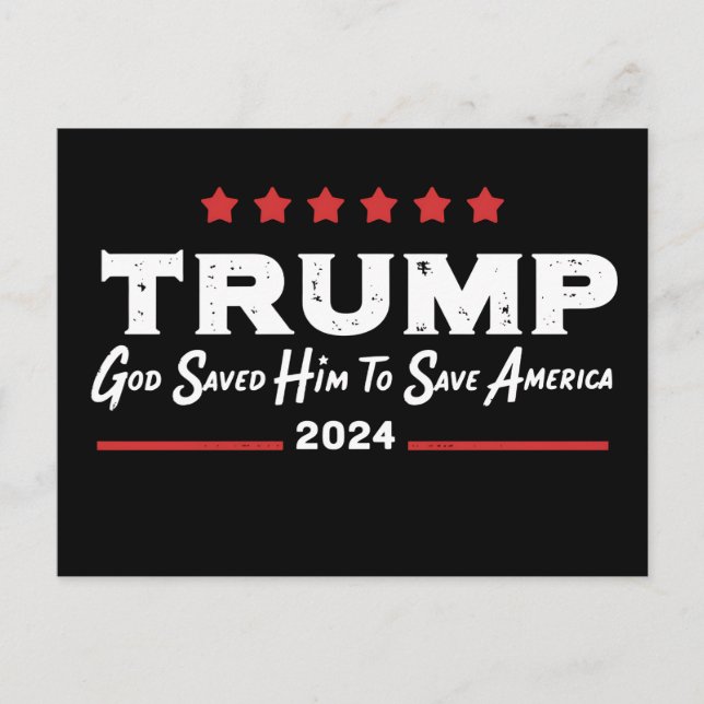 Cartão Postal De Convite Deus O Salvou Para Salvar A América Trump 47 (Frente)