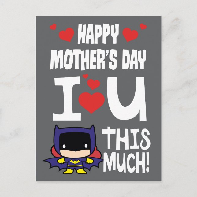 Cartão Postal De Convite Dia de as mães Batgirl | Eu Amo Este Cartão-Postal (Frente)