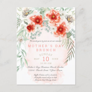 Cartão Postal De Convite Dia de as mães Floral de Aquarela Incrível Brunch