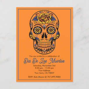 Cartão Postal De Convite Dia De Los Muertos Sugar Skull Party