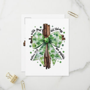 Cartão Postal De Convite Dia de São Patrício Fé Cristã Trevo Shamrock