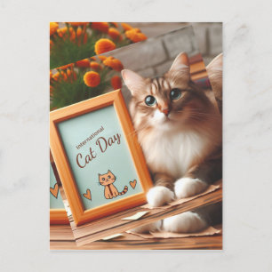Cartão Postal De Convite Dia Internacional do Gato