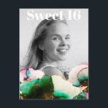 Cartão Postal De Convite ** Doce 16 Foto de aniversário Foto verde PinK Min<br><div class="desc">(procure designs semelhantes no AP29 em vários produtos) ((Este design pode ser facilmente adaptado a QUALQUER IDADE ou EVENTO )) Consulte a página se precisar de ajuda. *~* Cartão-postal avançado com energia. Altere / Edite o texto e a FOTO da doce 16 Birthday Girl. Abstrato Artsy Girly Chic SWEET 16...</div>