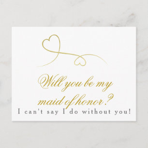 Cartão Postal De Convite Dois Dourados Corações   Seja meu casamento de M