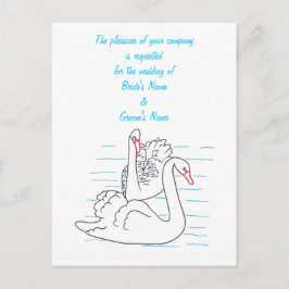Cartão Postal De Convite Dois Swans Negros Desenhando Casamentos Convidar C