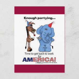 Cartão Postal De Convite Donkey e Elefante Chega de festejar!