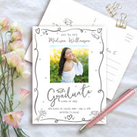 Doodle Desenhado à Mão Cinza Foto de Graduação Sal