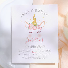 Cartão Postal De Convite Dourada e moderna Festa de aniversário mágica de U