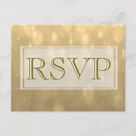 Cartão Postal De Convite Dourado Bokeh | RSVP