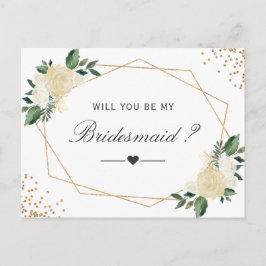 Cartão Postal De Convite Dourado Floral Verde É Minha Proposta De Manteiga 