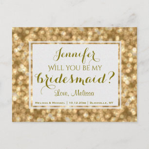 Cartão Postal De Convite Dourado Glam Você Será Minha Porta-Voz?