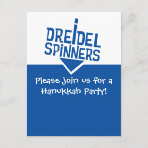 Cartão Postal De Convite Dreidel Spinners Hanukkah Party