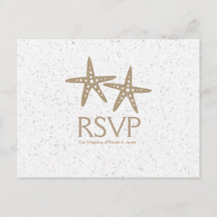 Cartão Postal De Convite Duas placas de RSVP de Casamento de Praia de Starf