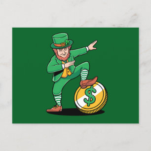 Cartão Postal De Convite Duende Dabbing Engraçado Dia de São Patrício