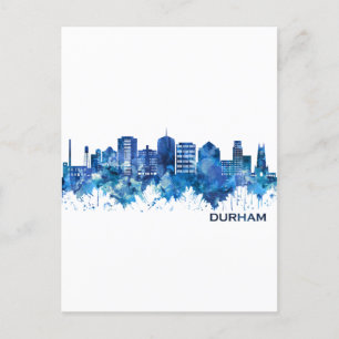 Cartão Postal De Convite Durham North Carolina Skyline Blue