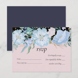 Cartão Postal De Convite Dusty Blue Blush Pink Floral Orçamento