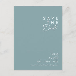 Cartão Postal De Convite Dusty Boho | Azul e Verde Salve a Data