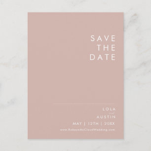 Cartão Postal De Convite Dusty Boho   Rosa e Roxo Save The Date
