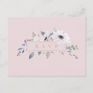 Cartão Postal De Convite Dusty Floral Frame Blush Weding RSVP Song Request