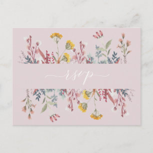 Cartão Postal De Convite Dusty Wildflower Watercolor Meal Choice Invit RSVP