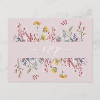 Cartão Postal De Convite Dusty Wildflower Watercolor Meal Choice Invit RSVP
