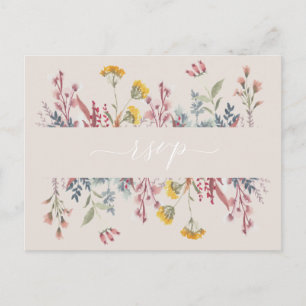 Cartão Postal De Convite Dusty Wildflower Watercolor — RSVP — Escolha das R