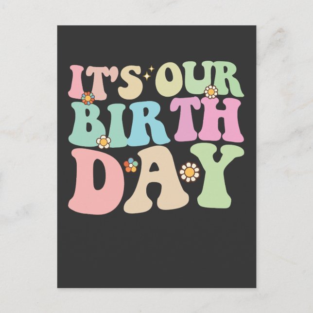 Cartão Postal De Convite É o nosso substituto de aniversário dos gêmeos (Frente)