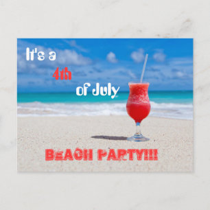 Cartão Postal De Convite É uma festa de praia em 4 de julho