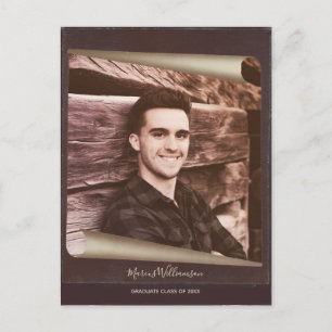 Cartão Postal De Convite Economias da graduação o vintage rústico da página