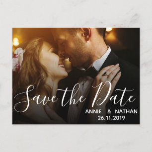 Cartão Postal De Convite Economias elegantes da foto do casamento de Scrit