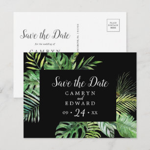 Cartão Postal De Convite Economias tropicais selvagens do preto da palma  