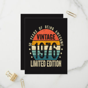 Cartão Postal De Convite Edição Limitada de Aniversário de 50 anos Vintage 