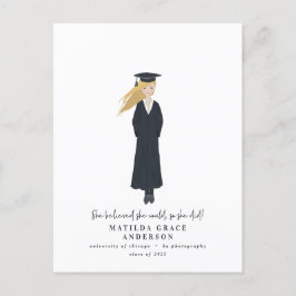 Cartão Postal De Convite Ela acreditava que podia fazer festa de formatura
