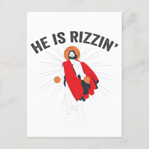 Cartão Postal De Convite Ele é Rizzin Engraçado GenZ Basquete Domingo de Pá
