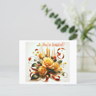 Cartão Postal De Convite Elegância Floral: Celebração em Flor