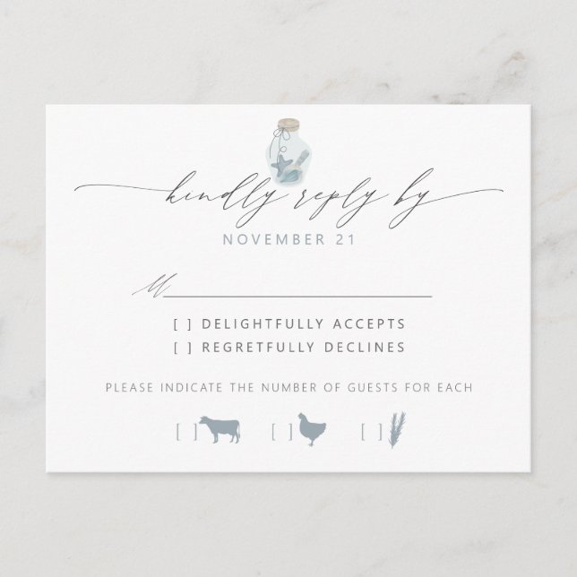 Cartão Postal De Convite Elegant Beach Seashell Script Wedding RSVP (Frente)