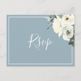 Cartão Postal De Convite Elegant Dusty Blue RSVP Postcard with Meal Choice