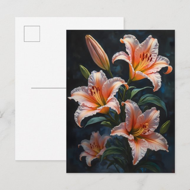 Cartão Postal De Convite Elegant Lily Flower Art – Premium Prints & Unique  (Frente/Verso)